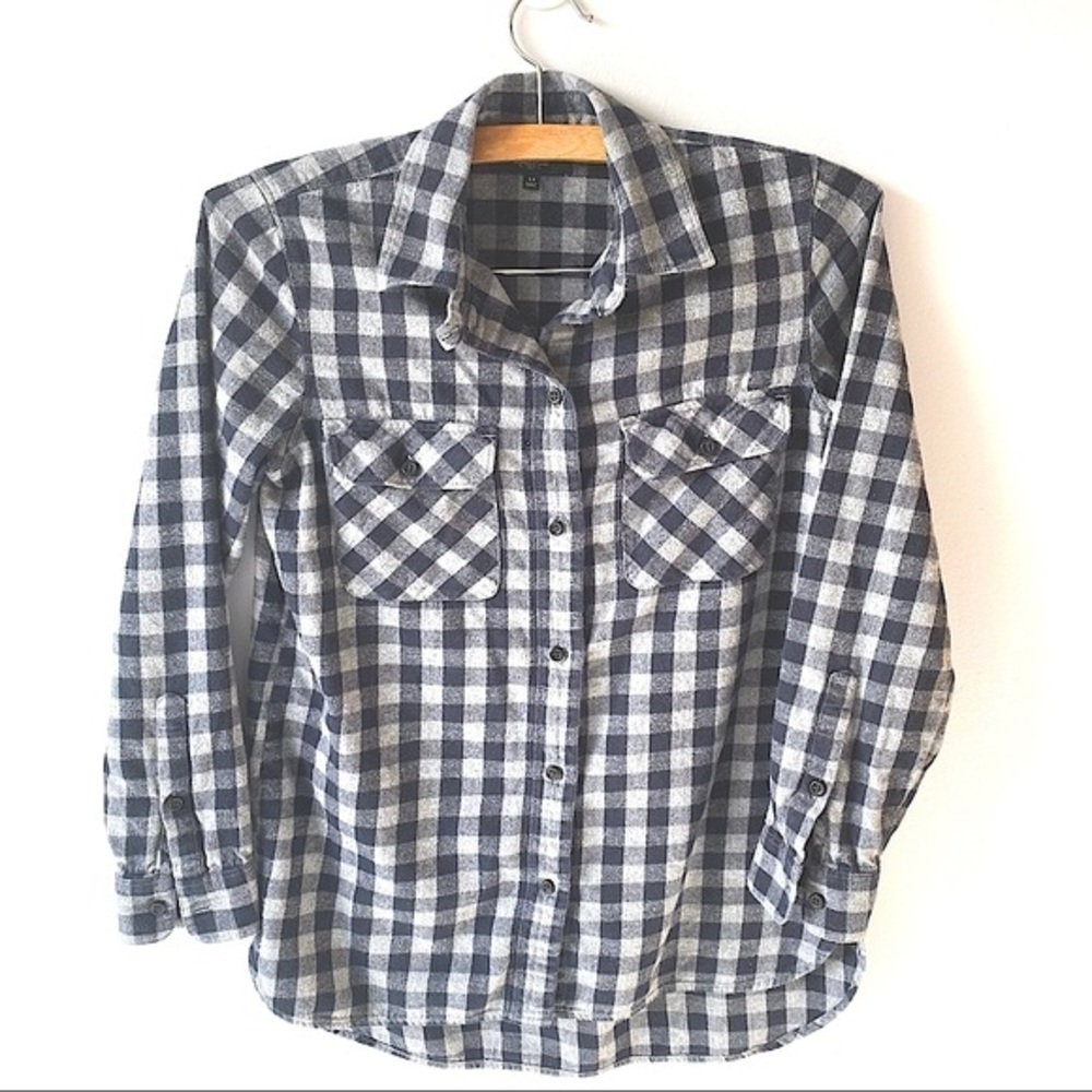 Madewell Light Gray Dark Gray Plaid Flannel XS